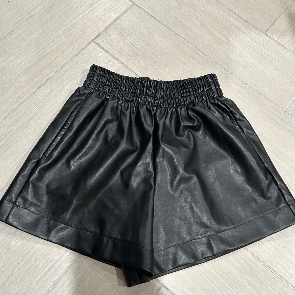 high waisted leather shorts
